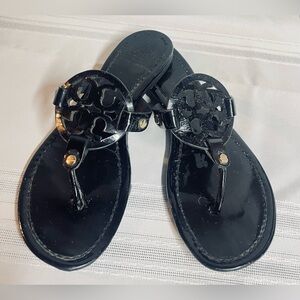 Tory Burch Sandals (Miller)) Black Patent Leather Sz 8